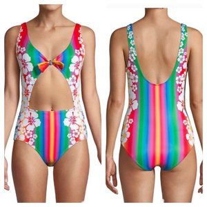 All Things Mochi Mila Cut Out Polynesian Floral One-Piece Bathing Suit M